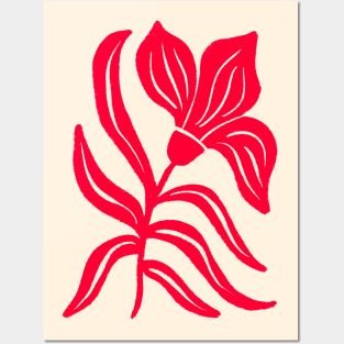 Red Stylized Tulip Posters and Art